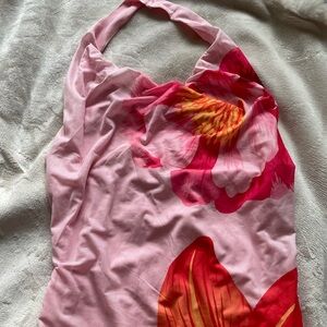 Floral Pink Halter Dress